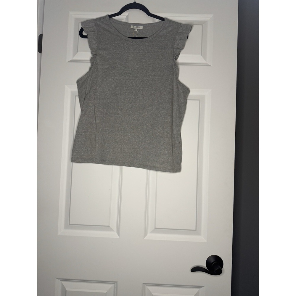 Z Supply Marielle Flutter Tank Top Ruffle Sleeve Gray Xl Nwt